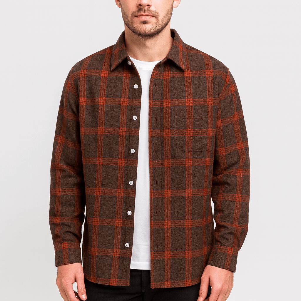 Saazoo | Men's Regular Fit Checked Button-Up Shirt