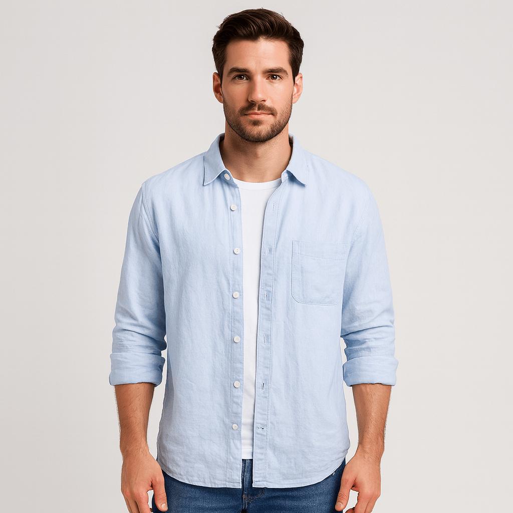 Saazoo | Men's Cotton Blend Long Sleeve Button-Up Shirt