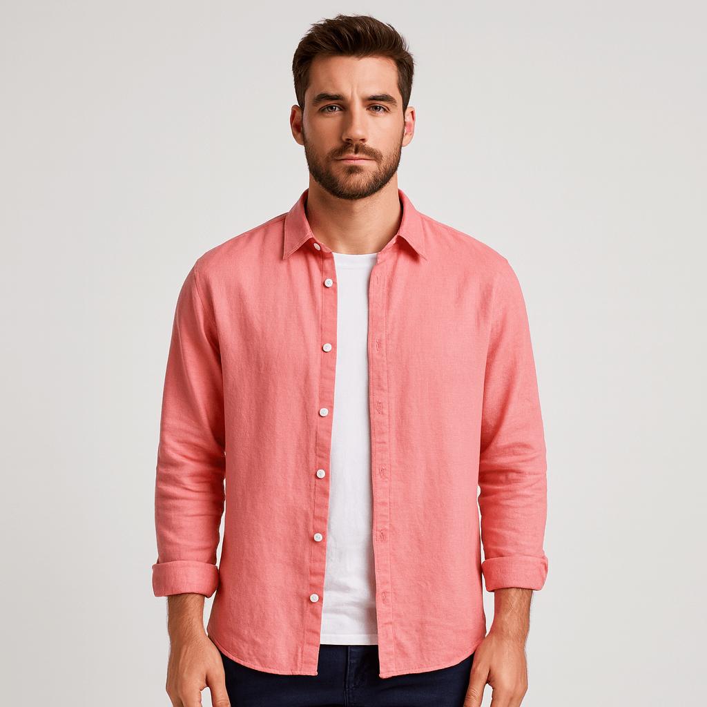 Saazoo | Men's Cotton Blend Long Sleeve Button-Up Shirt