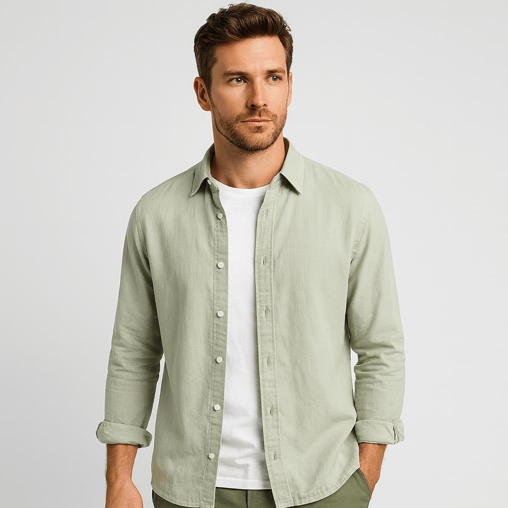 Saazoo | Men's Cotton Blend Long Sleeve Button-Up Shirt