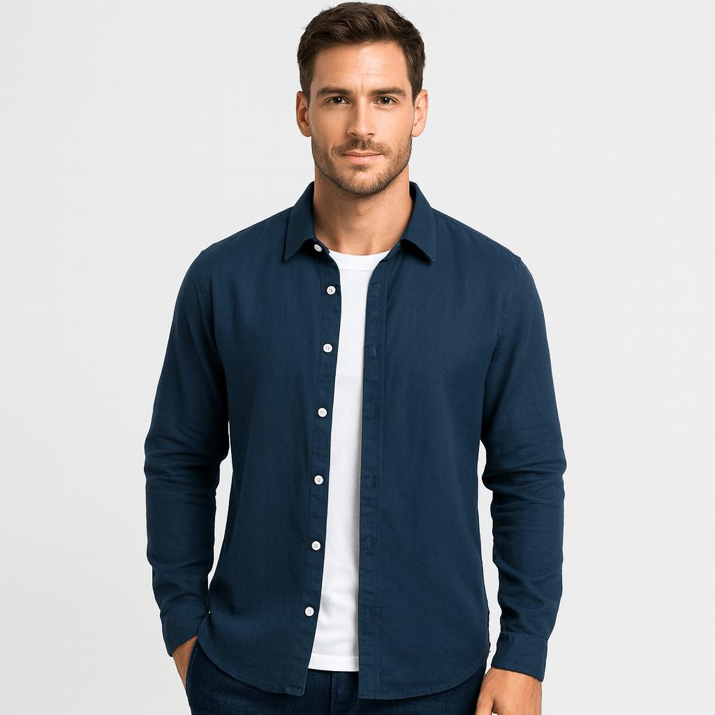 Saazoo | Men's Cotton Blend Long Sleeve Button-Up Shirt
