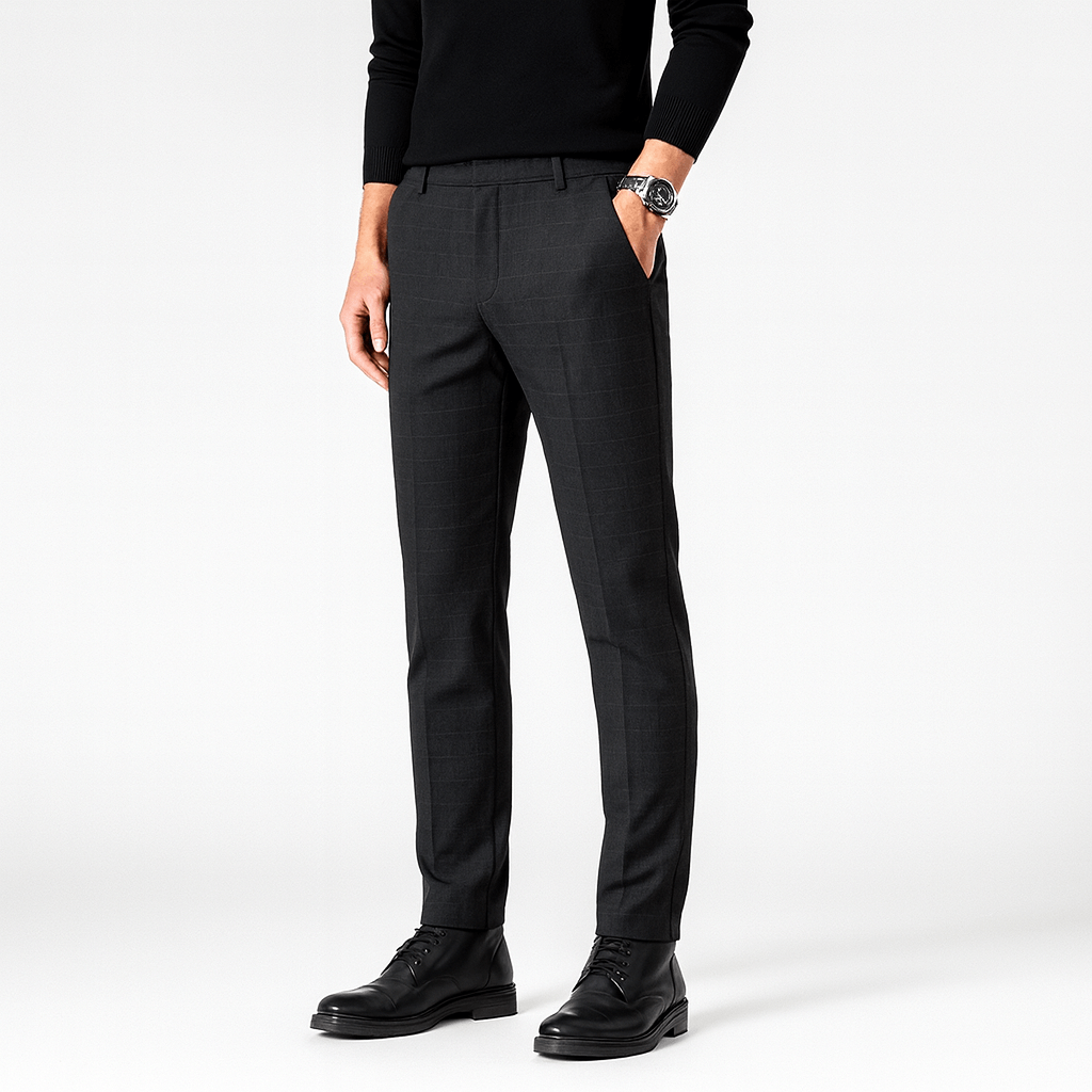 Saazoo | Elegant Slim High-Waisted Trousers