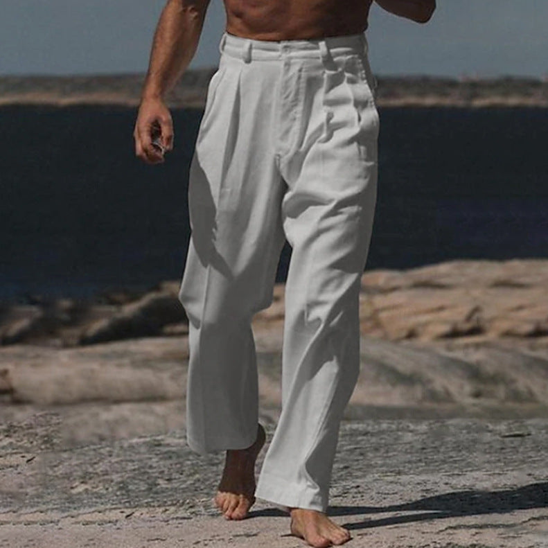 Saazoo | Men's Linen Wide-Leg Pants