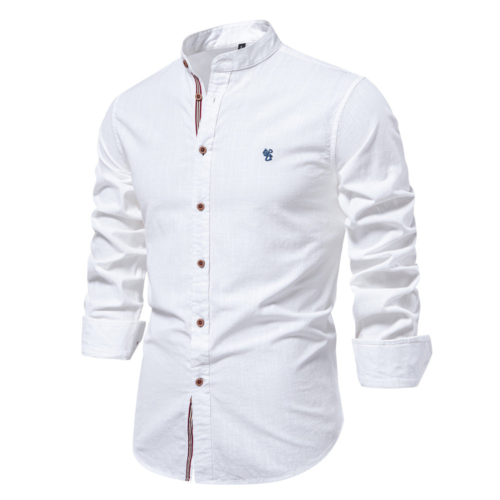 Saazoo | Men's Cotton Blend Mandarin Collar Shirt