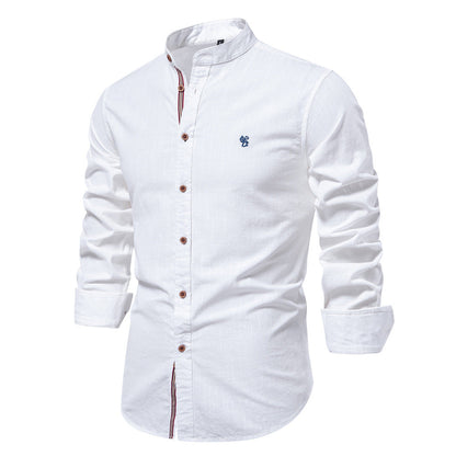 Saazoo | Men's Cotton Blend Mandarin Collar Shirt