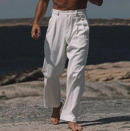 Saazoo | Men's Linen Wide-Leg Pants