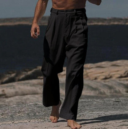 Saazoo | Men's Linen Wide-Leg Pants