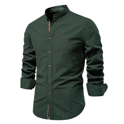 Saazoo | Men's Cotton Blend Mandarin Collar Shirt