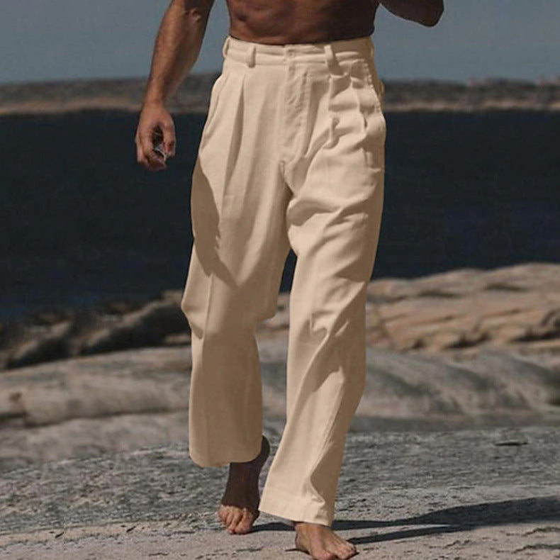 Saazoo | Men's Linen Wide-Leg Pants
