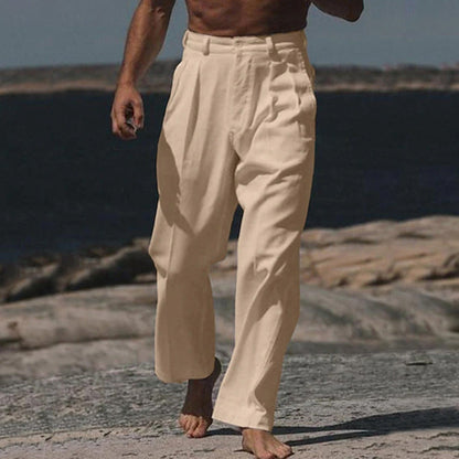 Saazoo | Men's Linen Wide-Leg Pants