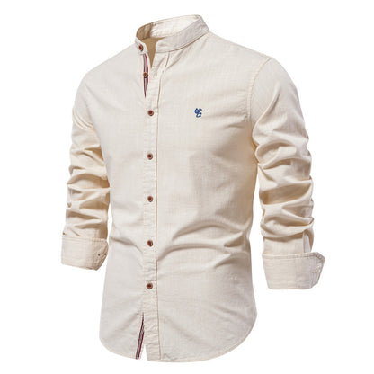 Saazoo | Men's Cotton Blend Mandarin Collar Shirt