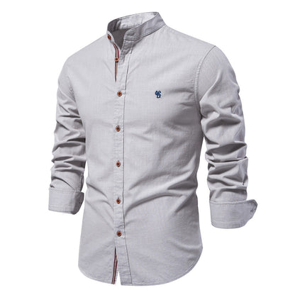 Saazoo | Men's Cotton Blend Mandarin Collar Shirt