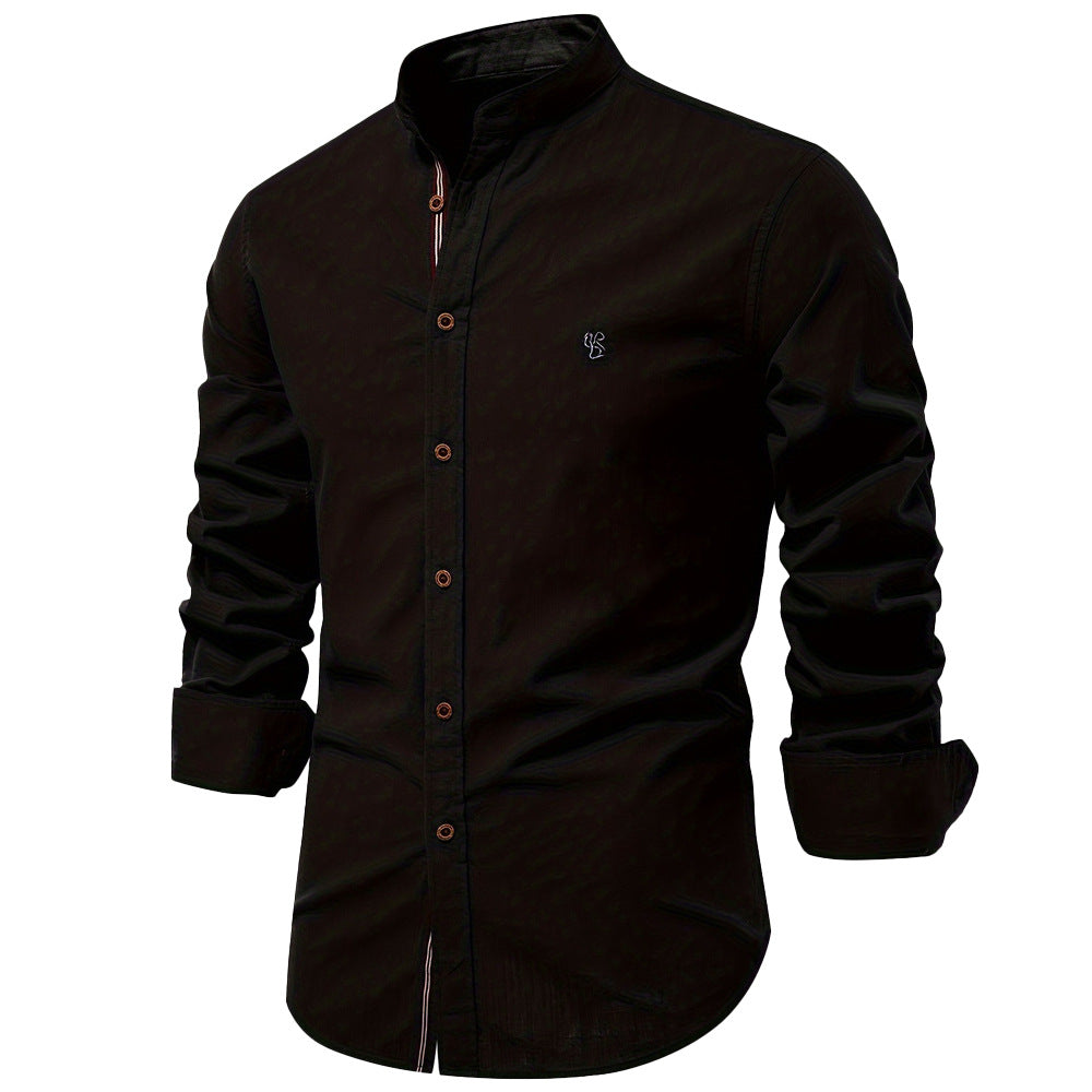 Saazoo | Men's Cotton Blend Mandarin Collar Shirt
