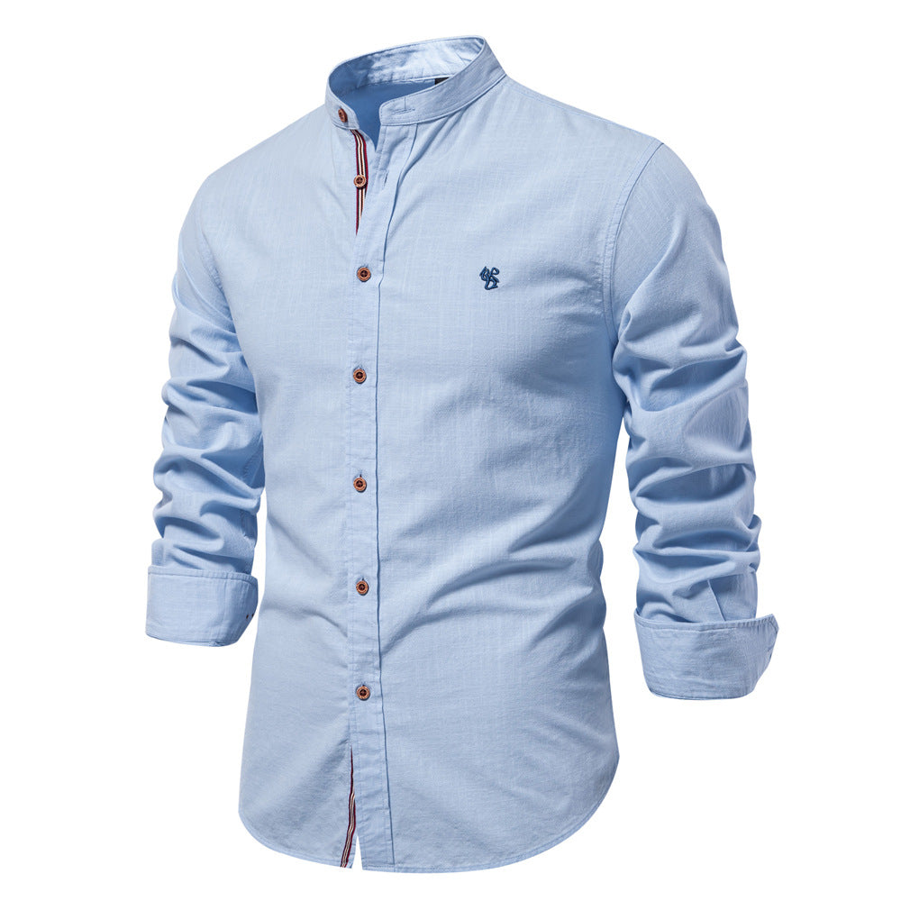 Saazoo | Men's Cotton Blend Mandarin Collar Shirt