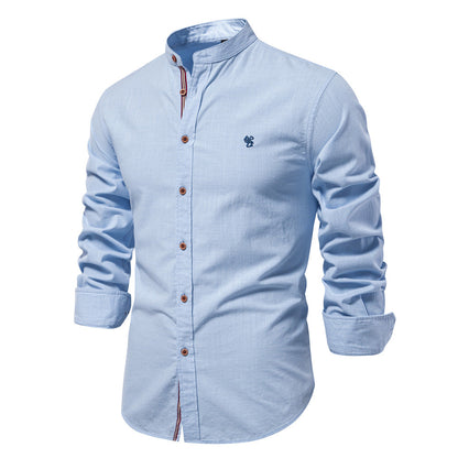 Saazoo | Men's Cotton Blend Mandarin Collar Shirt