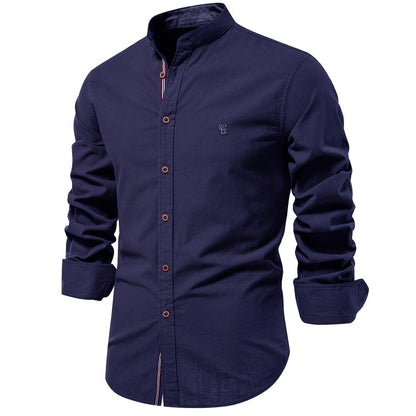 Saazoo | Men's Cotton Blend Mandarin Collar Shirt