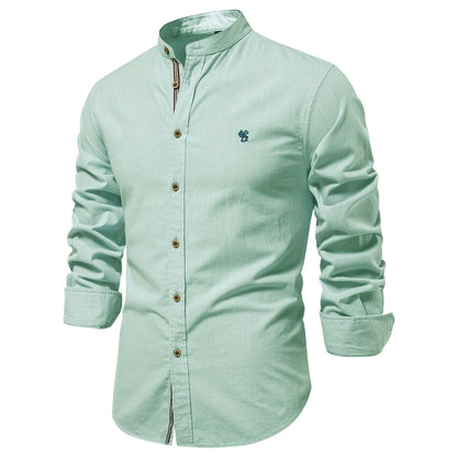 Saazoo | Men's Cotton Blend Mandarin Collar Shirt