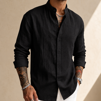 Saazoo | Men's Linen Blend Henley Shirt
