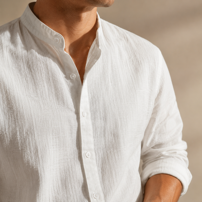 Saazoo | Men's Linen Blend Henley Shirt