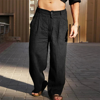Saazoo | Men's Linen Wide-Leg Pants