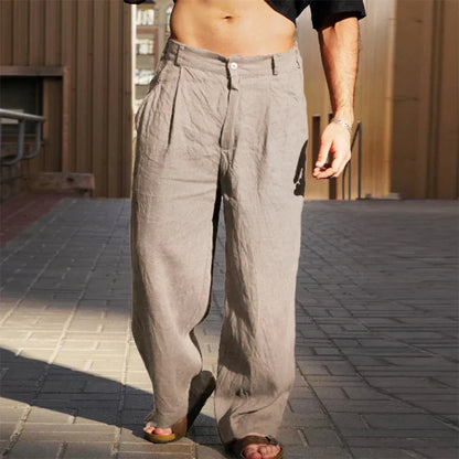 Saazoo | Men's Linen Wide-Leg Pants