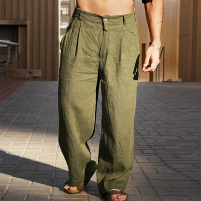 Saazoo | Men's Linen Wide-Leg Pants