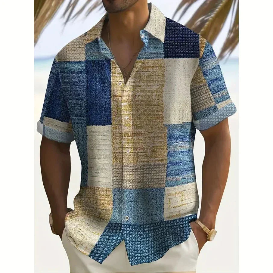 Saazoo | Men's Patchwork Cotton Blend Summer Shirt