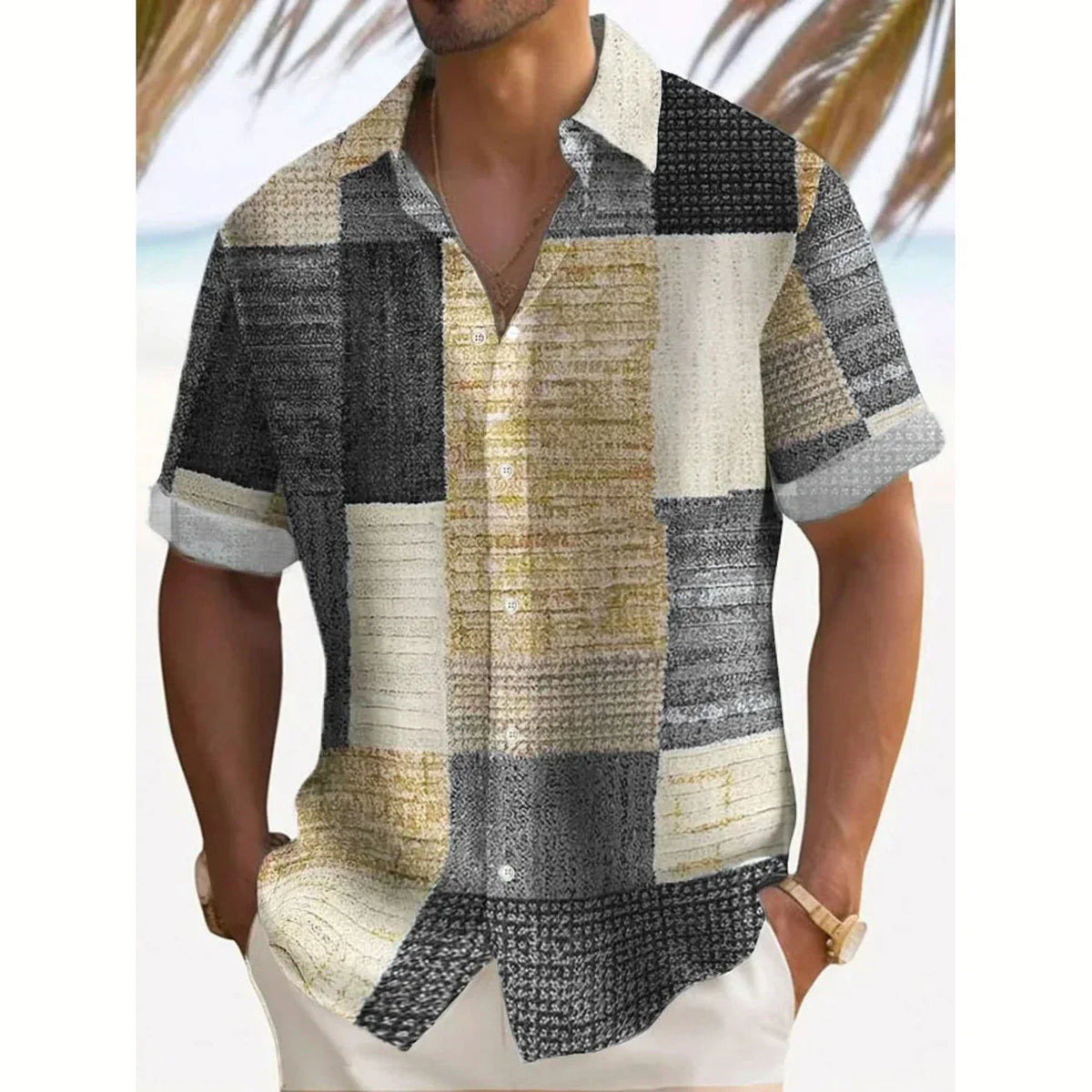 Saazoo | Men's Patchwork Cotton Blend Summer Shirt