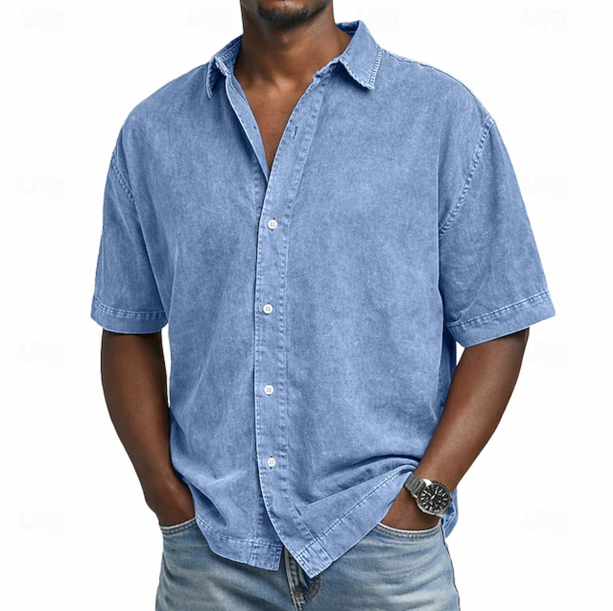 Saazoo | Men's Acid Wash Cotton Blend Shirt