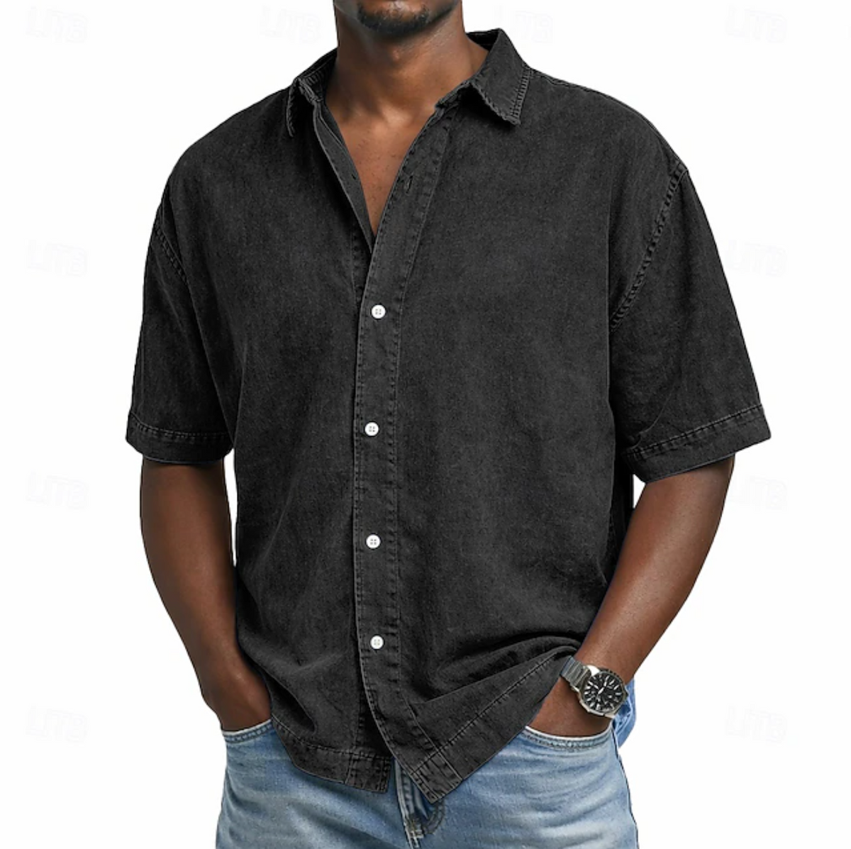 Saazoo | Men's Acid Wash Cotton Blend Shirt