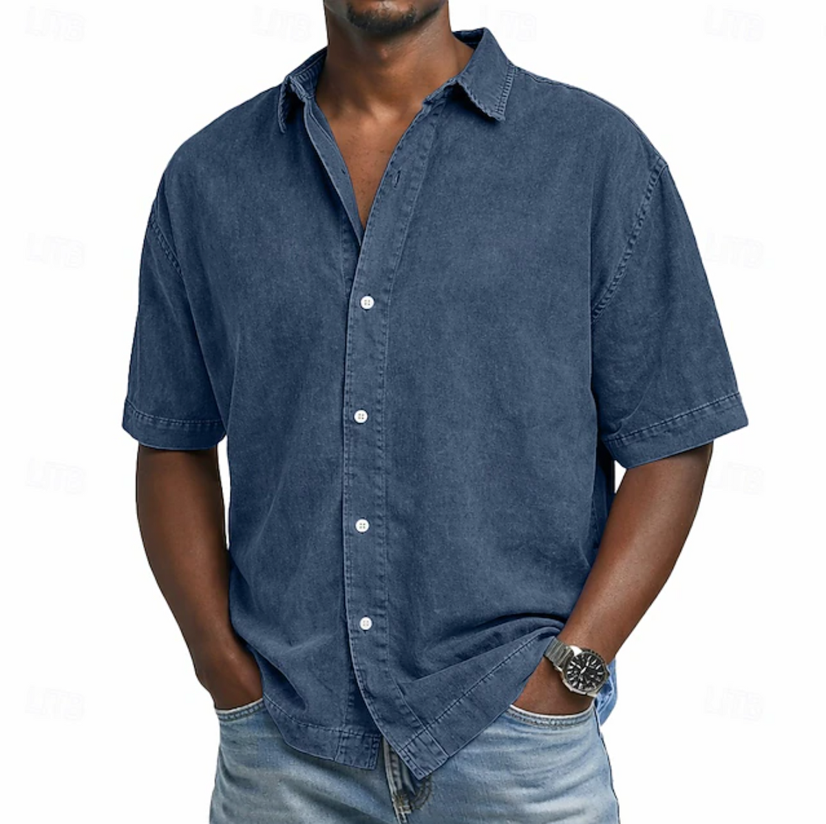 Saazoo | Men's Acid Wash Cotton Blend Shirt