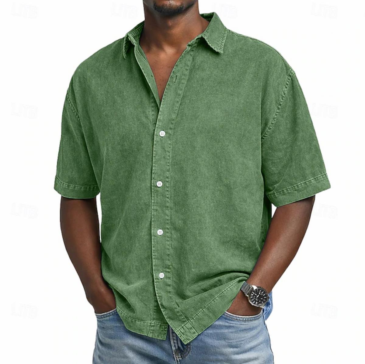 Saazoo | Men's Acid Wash Cotton Blend Shirt