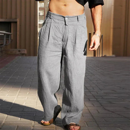 Saazoo | Men's Linen Wide-Leg Pants