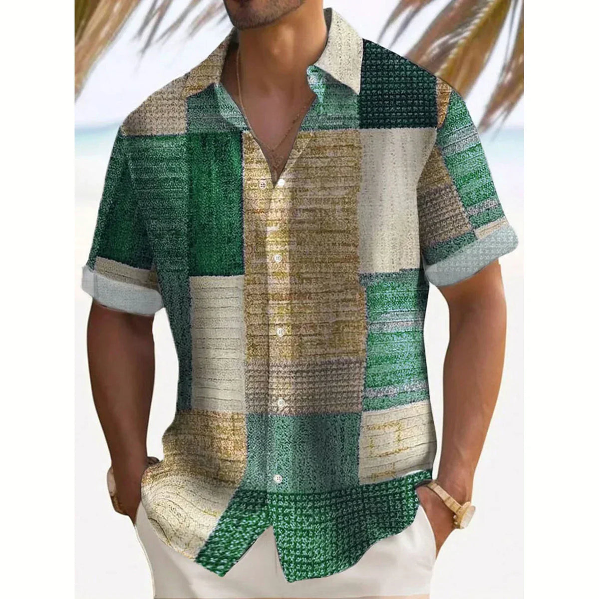 Saazoo | Men's Patchwork Cotton Blend Summer Shirt
