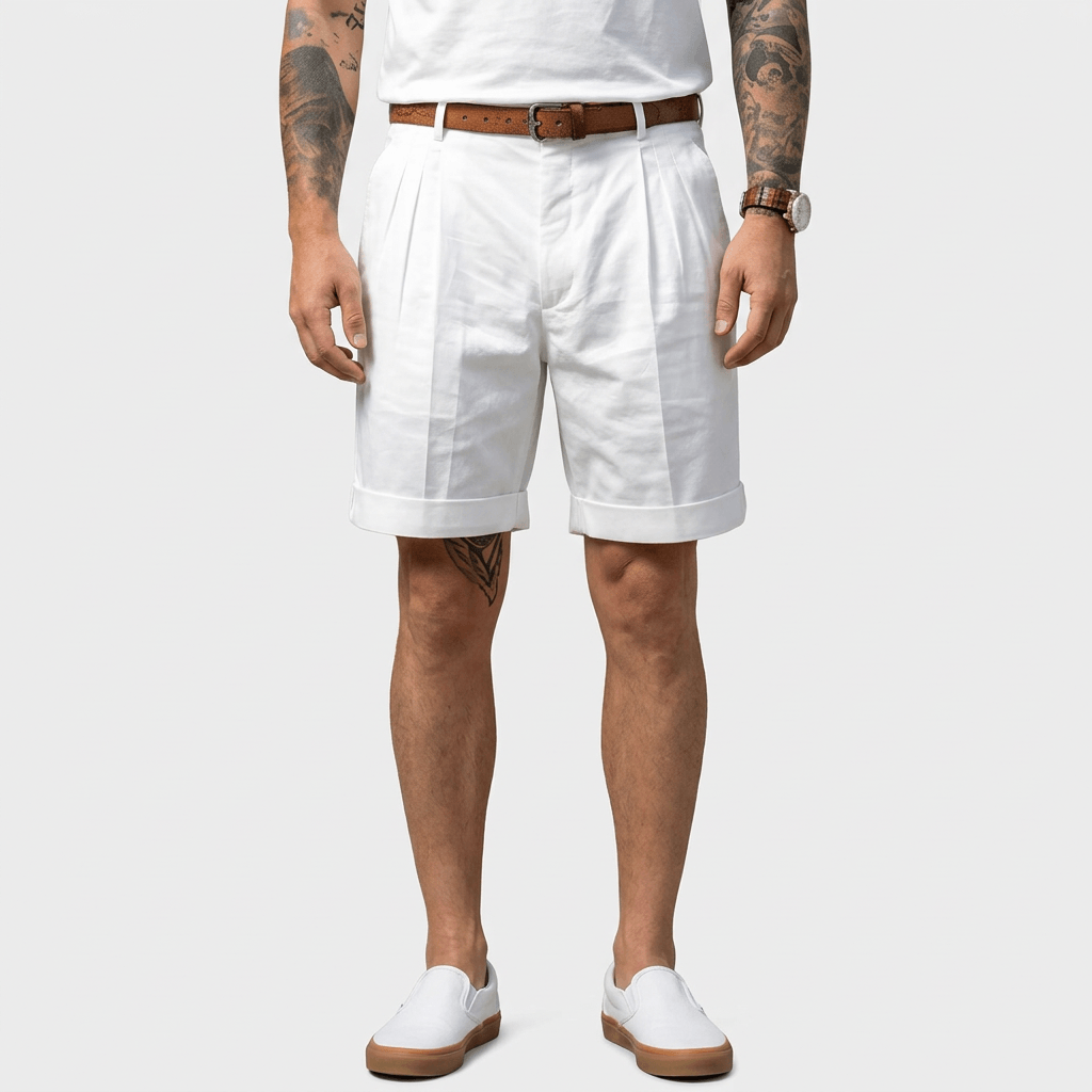 Saazoo | Men's Cotton Blend Turn-Up Bermuda Shorts