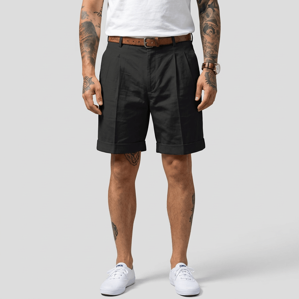 Saazoo | Men's Cotton Blend Turn-Up Bermuda Shorts