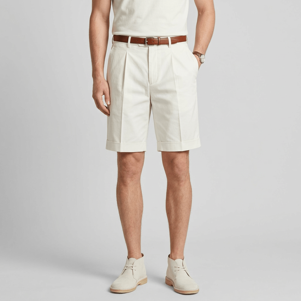 Saazoo | Men's Cotton Blend Turn-Up Bermuda Shorts