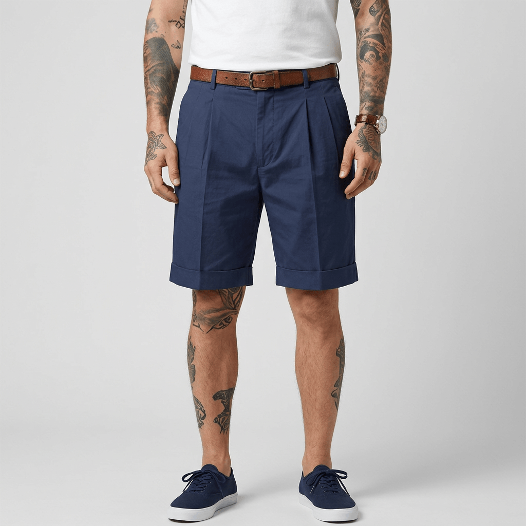 Saazoo | Men's Cotton Blend Turn-Up Bermuda Shorts