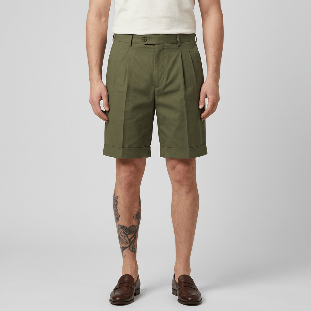 Saazoo | Men's Cotton Blend Turn-Up Bermuda Shorts