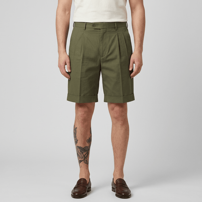Saazoo | Men's Cotton Blend Turn-Up Bermuda Shorts