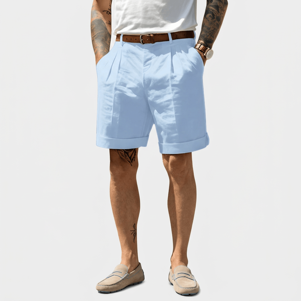 Saazoo | Men's Cotton Blend Turn-Up Bermuda Shorts