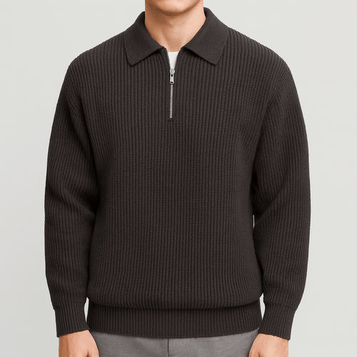 Saazoo | Ribbed zip-up sweater