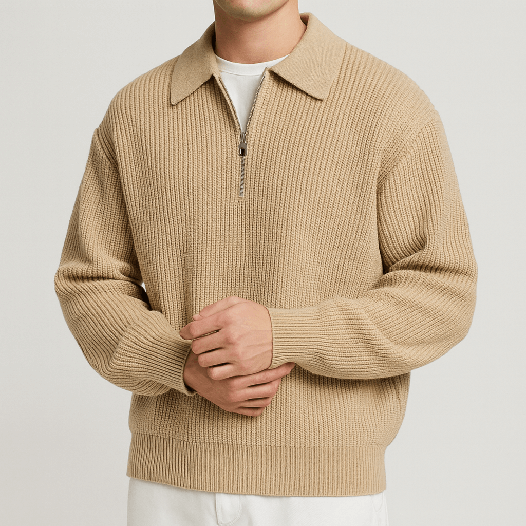 Saazoo | Ribbed zip-up sweater