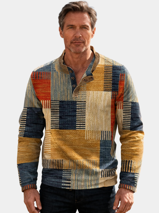 Saazoo | Men's Relaxed Color Block Patchwork Shirt