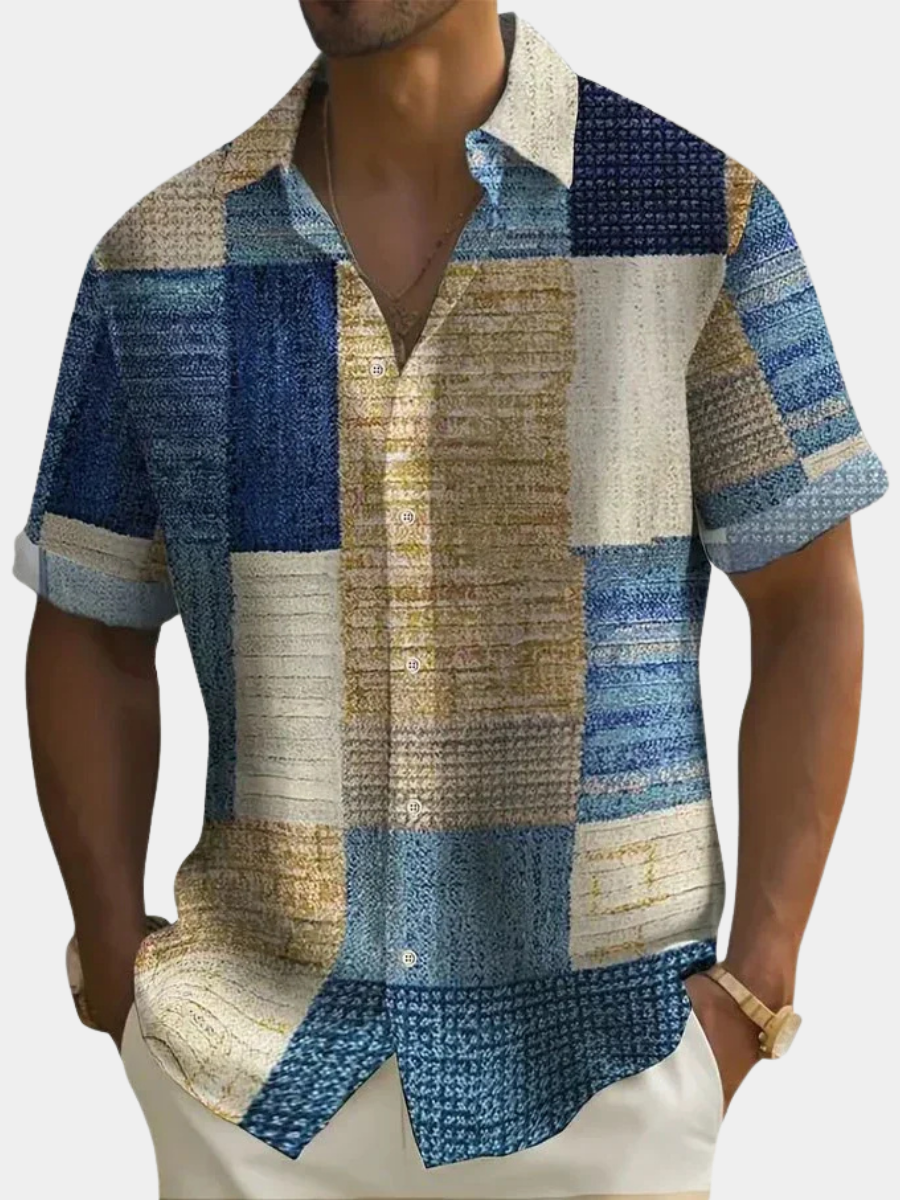 Saazoo | Men's Patchwork Cotton Blend Summer Shirt