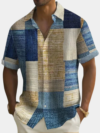 Saazoo | Men's Patchwork Cotton Blend Summer Shirt