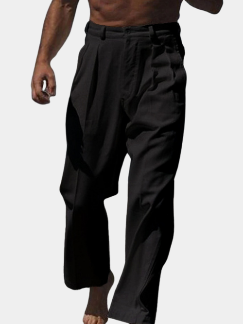 Saazoo | Men's Linen Wide-Leg Pants