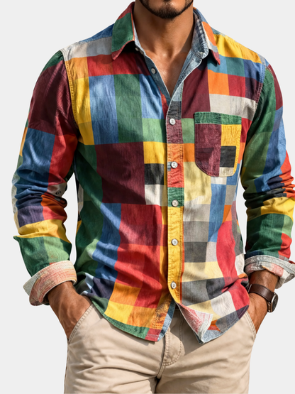 Saazoo | Men's Long Sleeve Mosaic Print Shirt