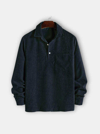 Saazoo | Men's Relaxed Half-Button Long Sleeve Shirt