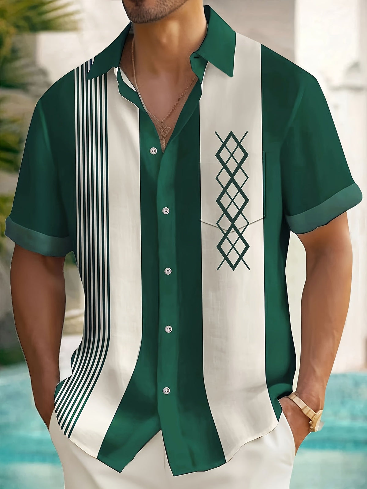 Saazoo | Men's Geometric Print Vintage Shirt